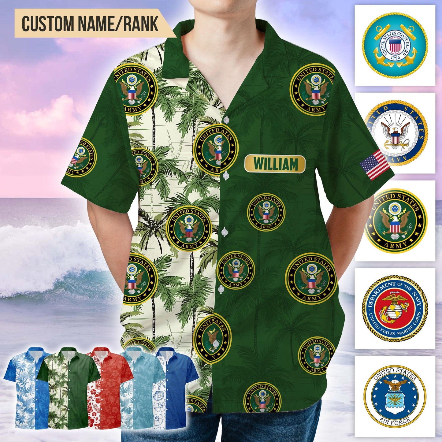 Veteran Hawaiian Beach Shirt - Personalized Tropical Gift