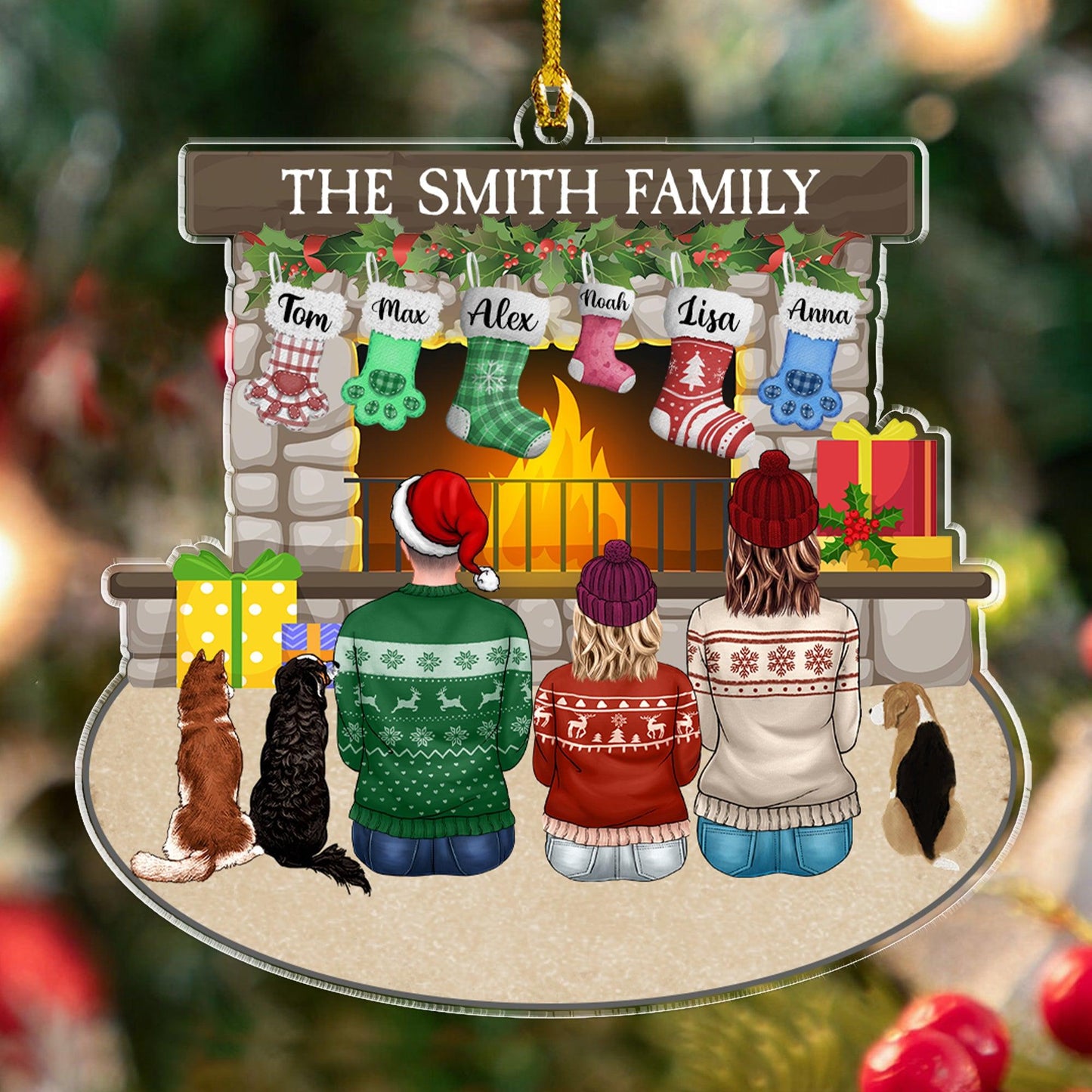 Family Dogs Acrylic Ornament - Personalized Custom Shape Acrylic