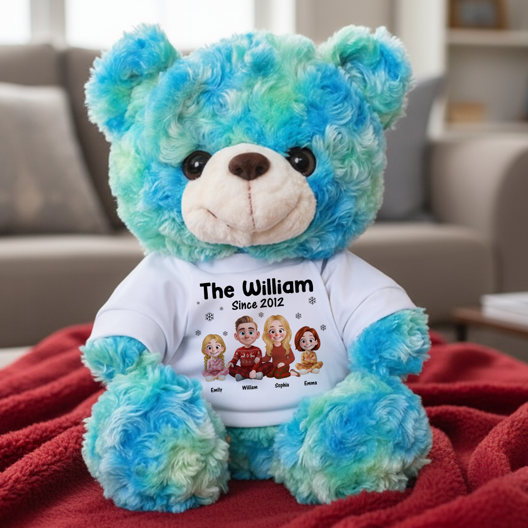 God Bless Our Family - Teddy Bear With Personalized Photo Shirt