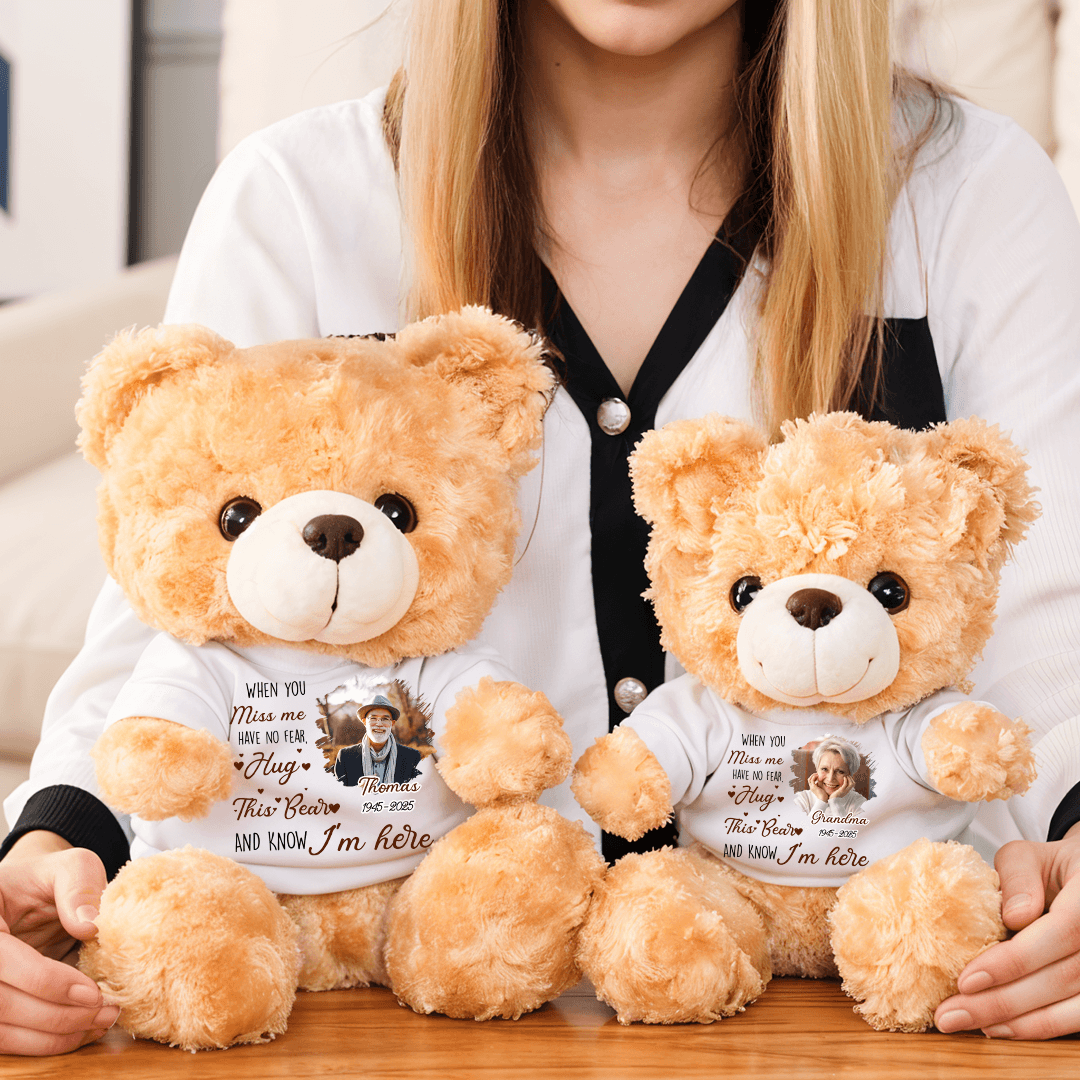 A Hug From Heaven - Teddy Bear With Personalized Photo Shirt