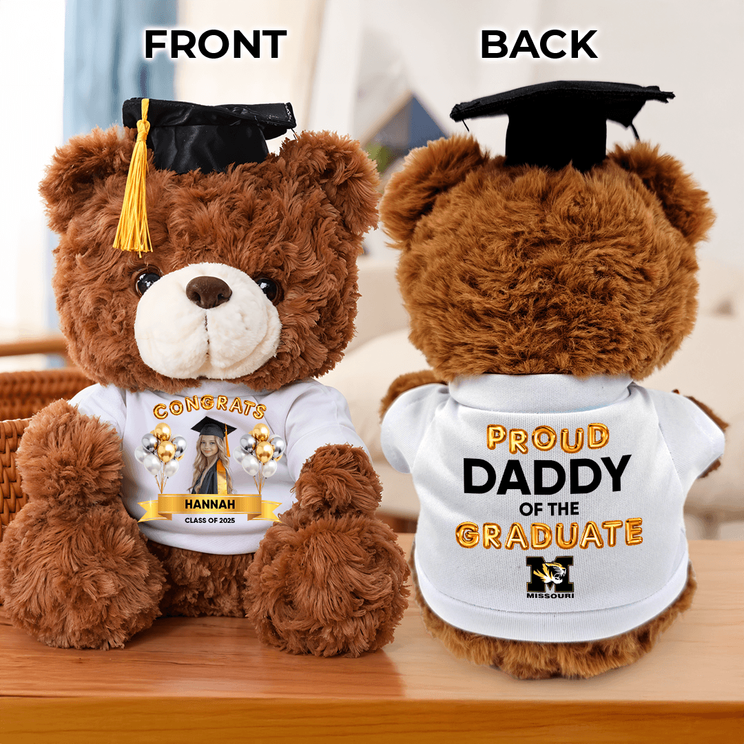 Proud Family Congrats Graduate Bear With Cap Custom Logo - Teddy Bear With Personalized Shirt