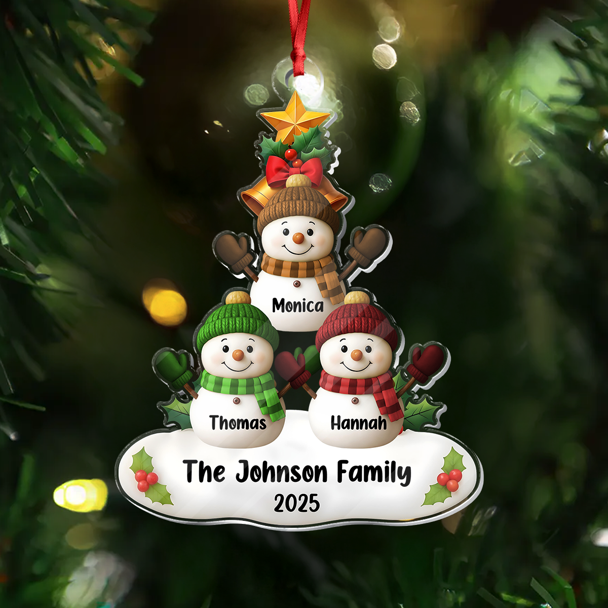 The Family Times Snowman - Personalized Custom Acrylic Ornament