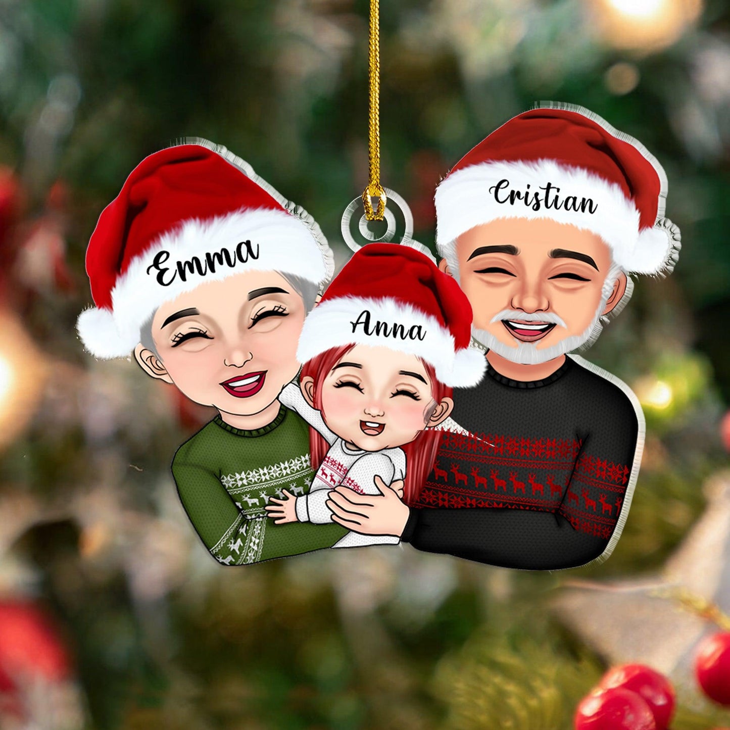 Grandpa, Grandma & Grandkid Christmas - Custom Acrylic Ornament