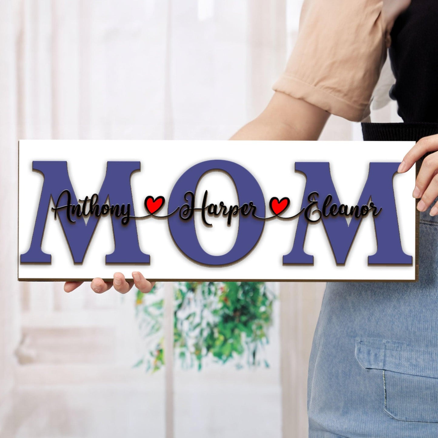 Mom Signs with Kids Names - Mom Wood Sign - Mother's Day Gift