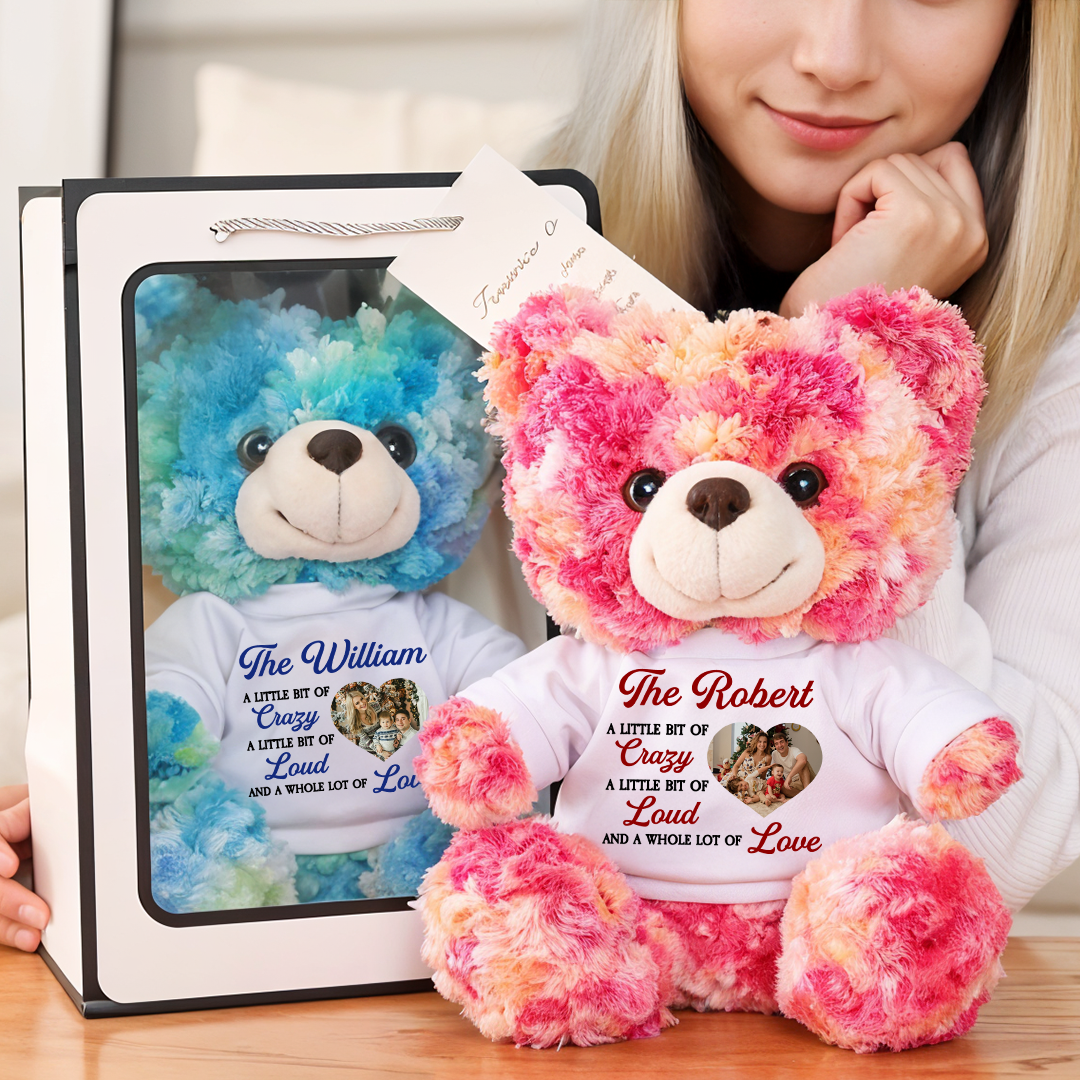 A Little Bit Of Crazy - Teddy Bear With Personalized Photo Shirt