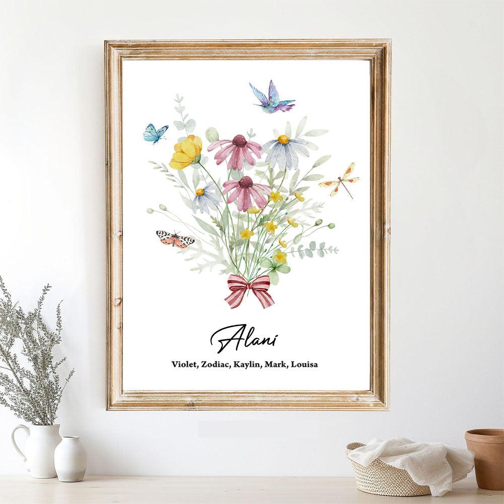 Family Flower Alphabet Canvas - Personalized Custom Canvas