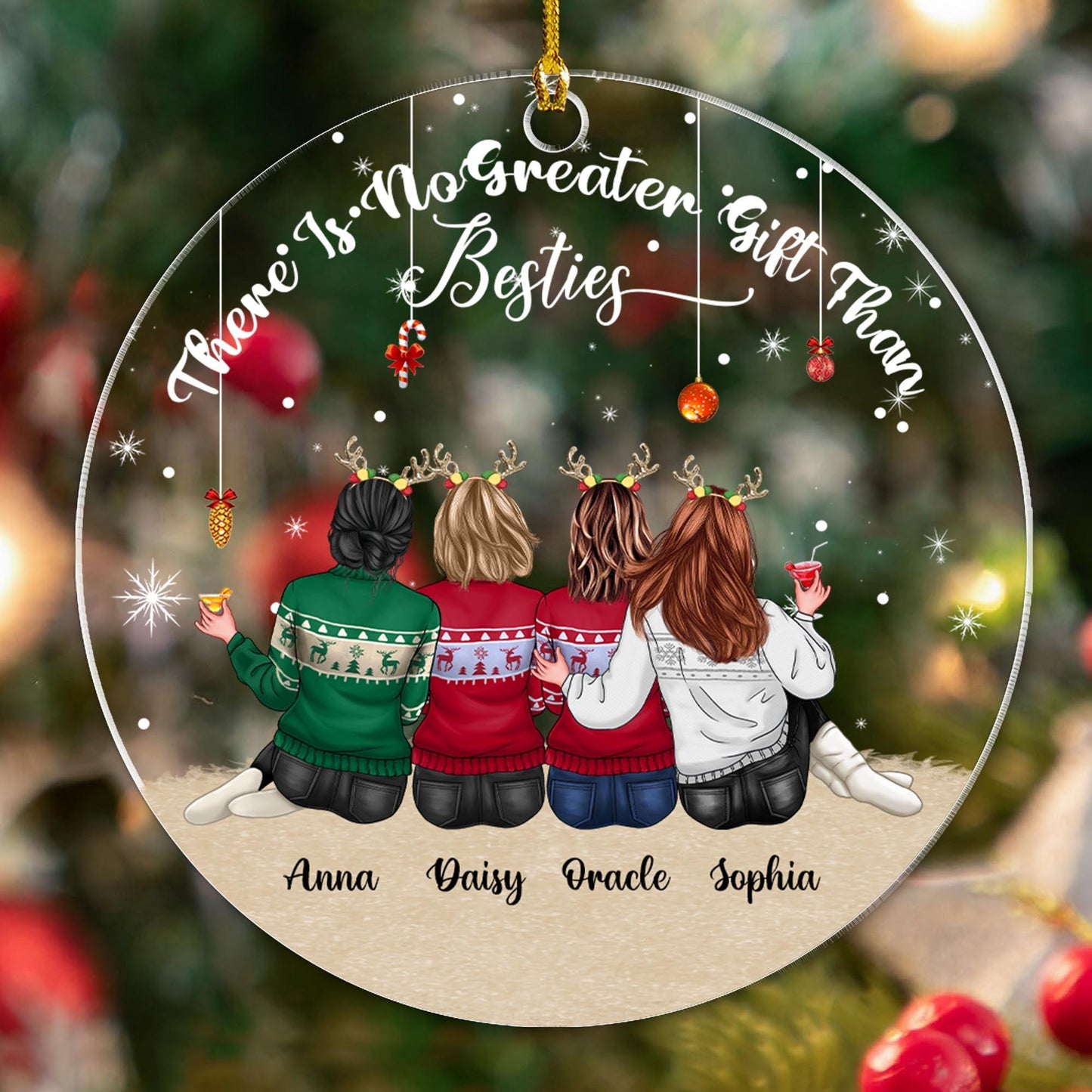 Personalized Bestie Acrylic Ornament - Bestie Forever Friends