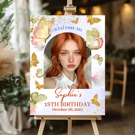 Flower Birthday Welcome Sign - Personalized Baby Welcome Sign Decor