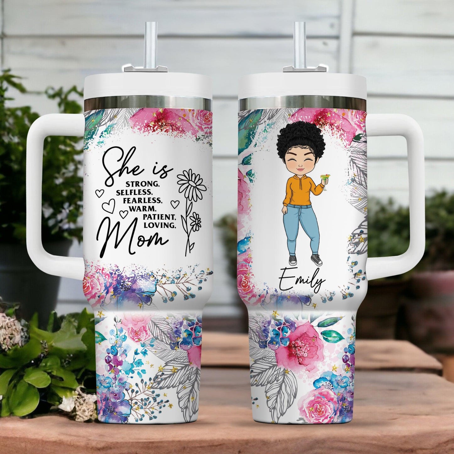 She Strong Selfless Fearless Tumbler - Personalized Custom Tumbler