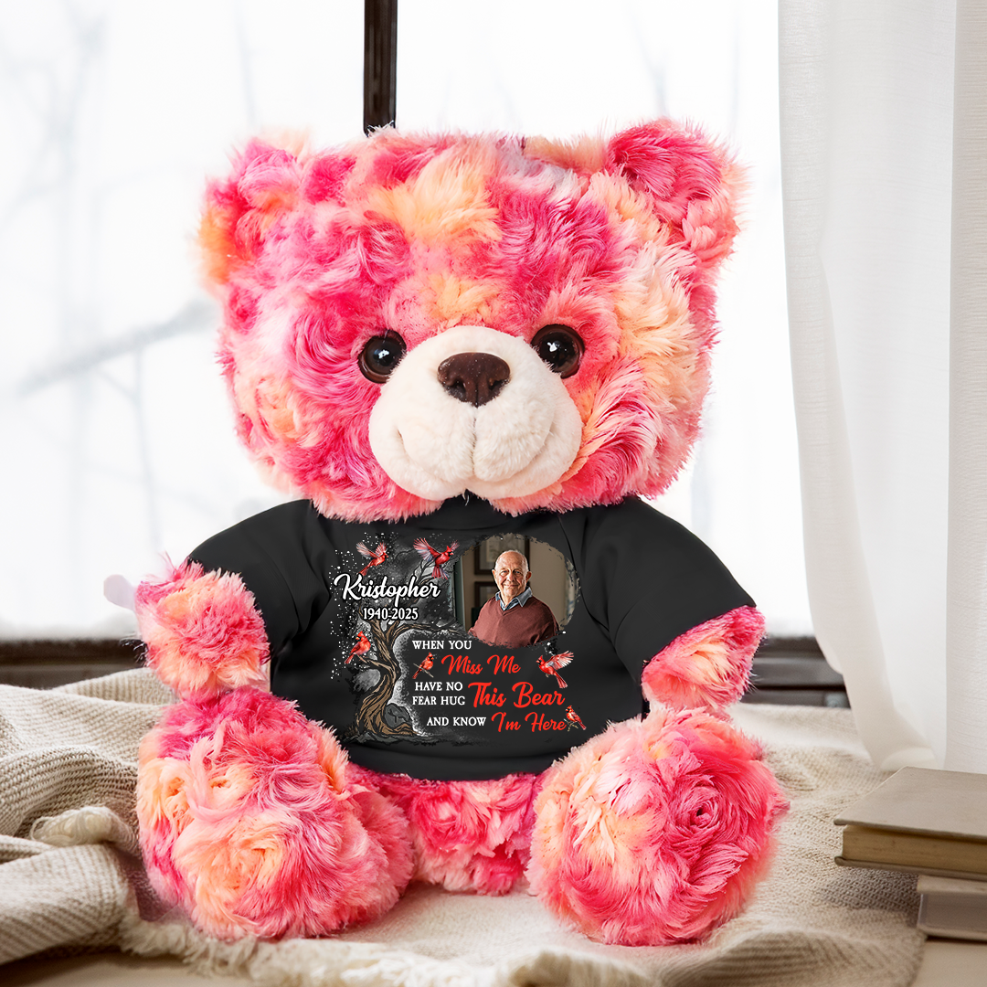Memorial Hard To Forget Butterfly - Teddy Bear With Personalized Photo Shirt