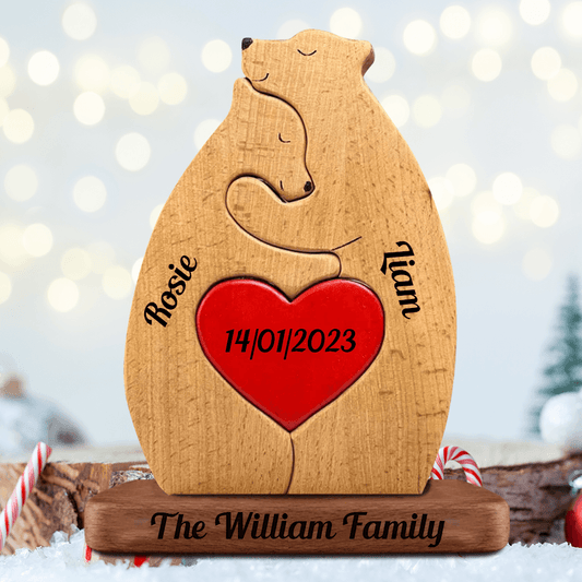 Personalized Wooden Bears Couple - Wooden Pet Carvings