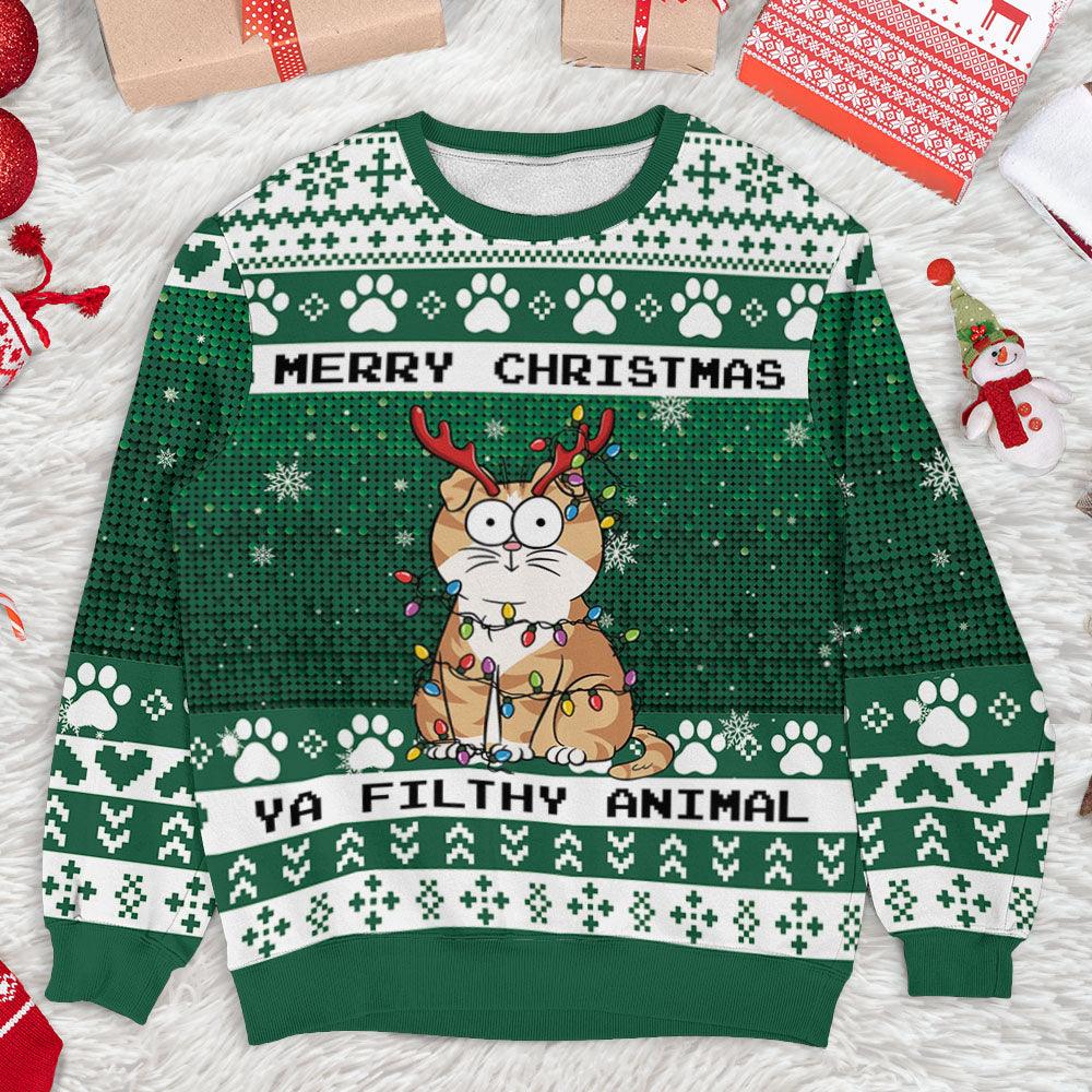 Merry Christmas Ya Filthy Sweatshirt - Custom Pet Ugly Sweatshirt