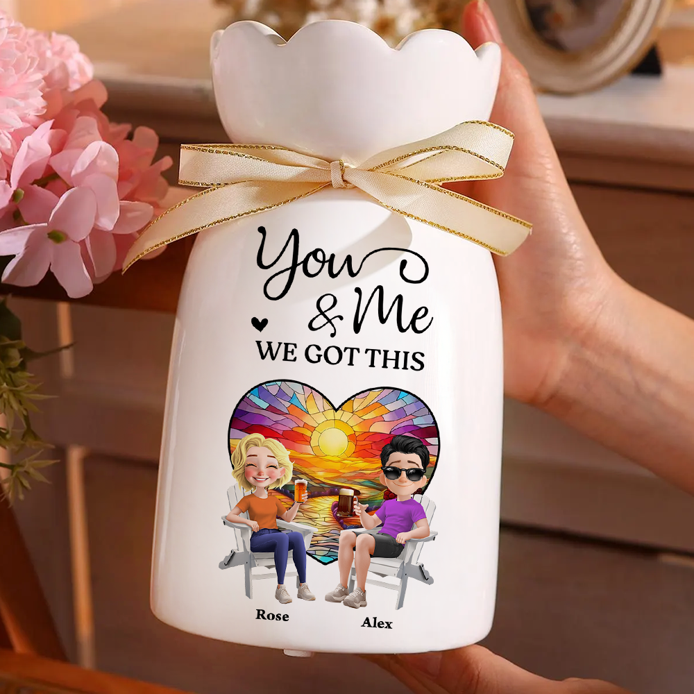You Me Personalized Ceramic Vase for Couples, Anniversary Gift for Loved One