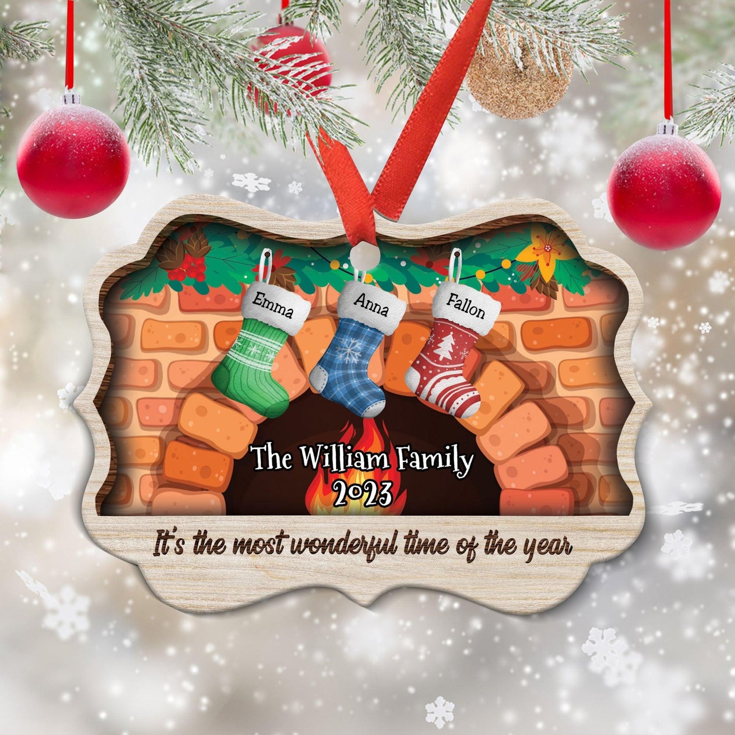 Personalized Aluminum Ornament - It's The Most Wonderful Time