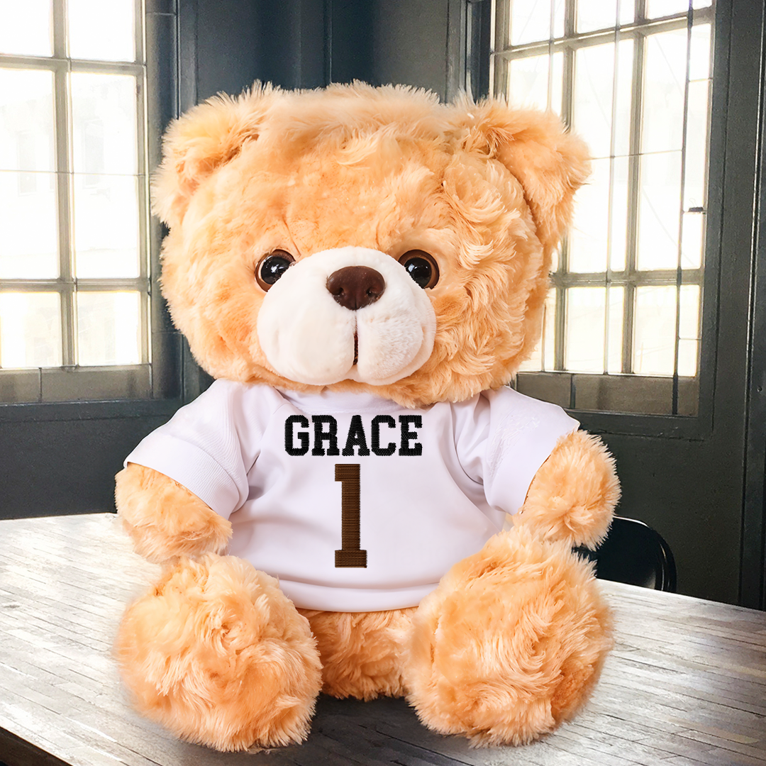 Custom Embroidery Name - Teddy Bear With Personalized Photo Shirt