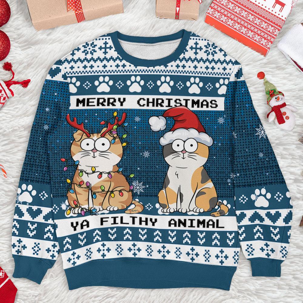 Merry Christmas Ya Filthy Sweatshirt - Custom Pet Ugly Sweatshirt