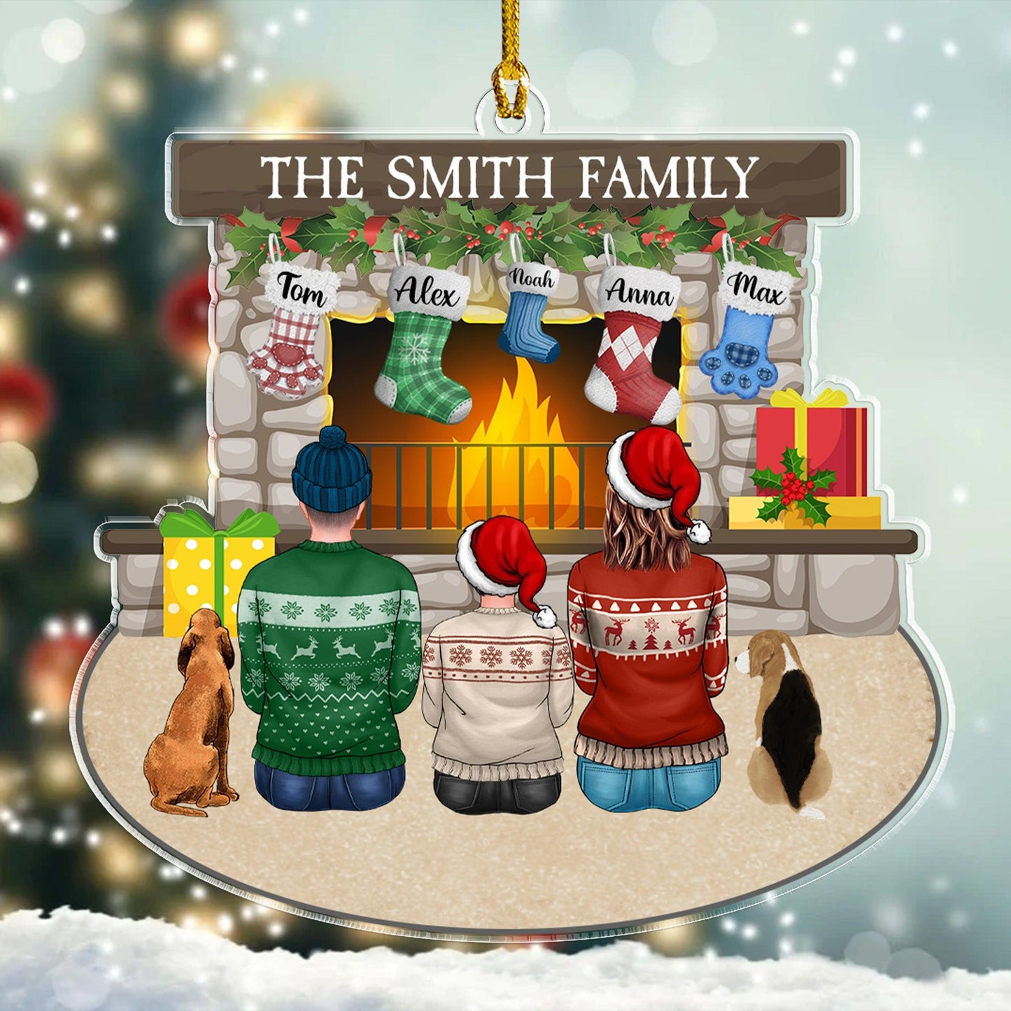 Family Dogs Acrylic Ornament - Personalized Custom Shape Acrylic