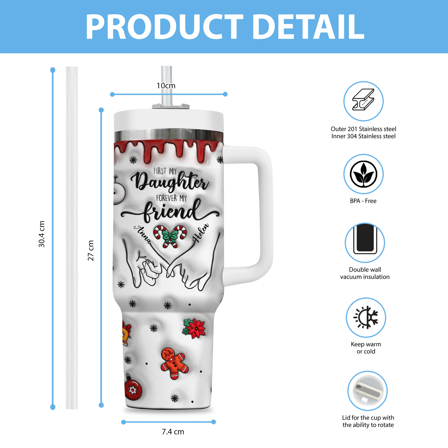 Personalized Mom Tumbler - Family 3D Inflated Effect - 40oz Tumbler