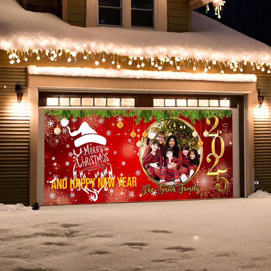 Christmas & New Year Garage Banner - Holiday Door Decoration