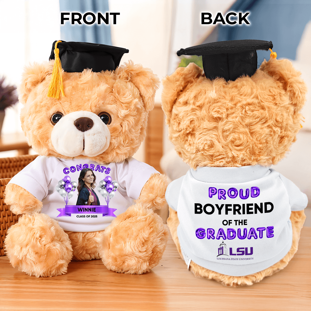 Proud Family Congrats Graduate Bear With Cap Custom Logo - Teddy Bear With Personalized Shirt