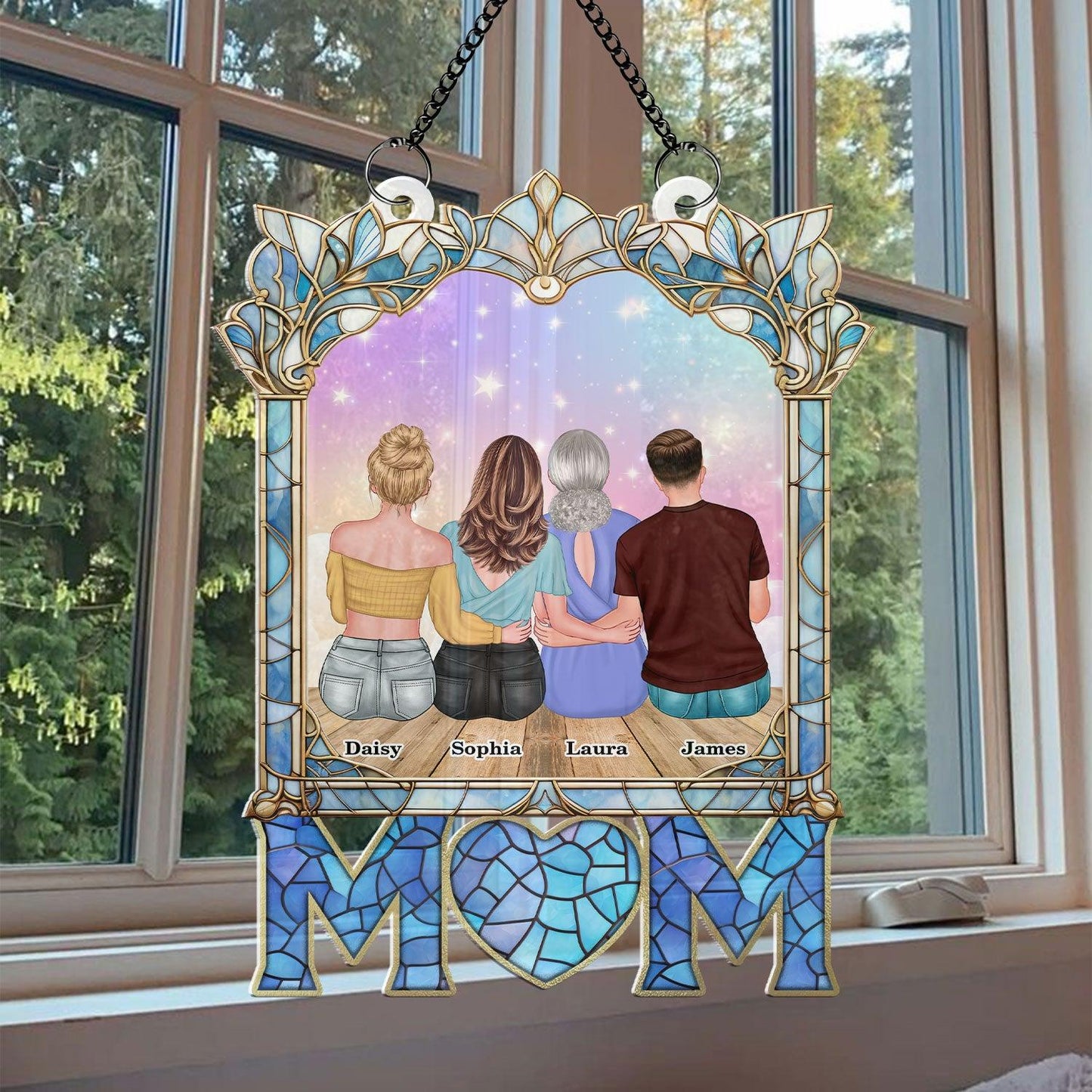 Mom I Love You Hanging Acrylic - Personalized Window Hanging