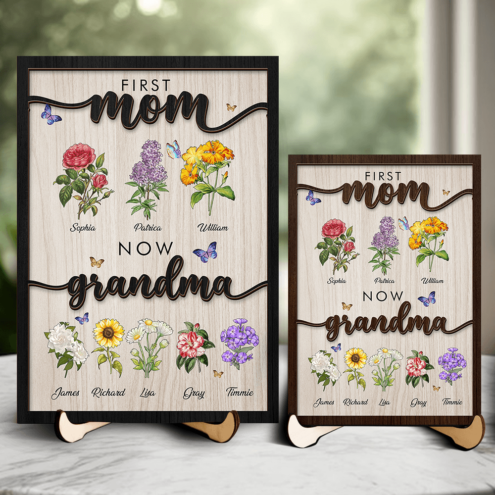 Grandma's Wooden Birth Flower Sign - Personalized Gift Idea