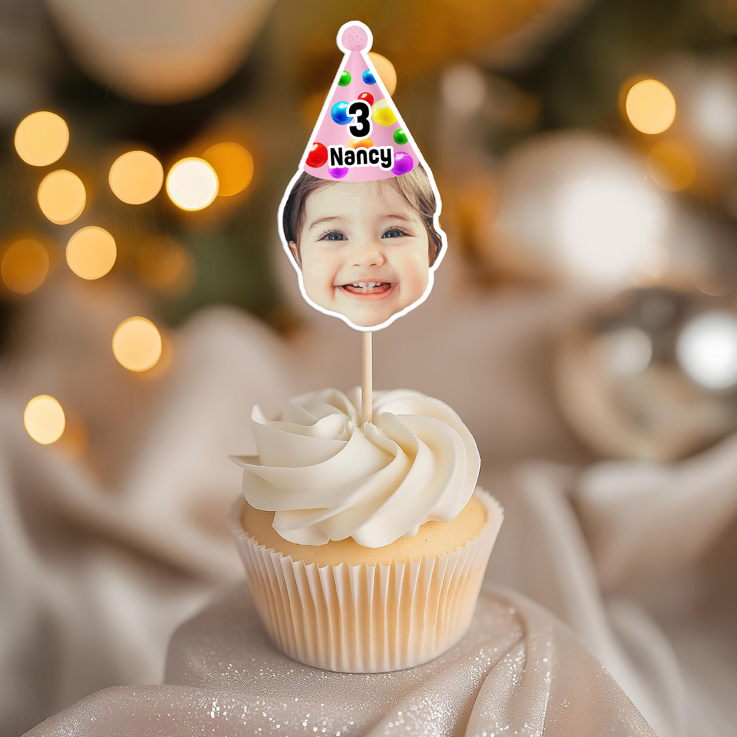 Custom Face With Crown Birthday - Party Decorations Cake Topper