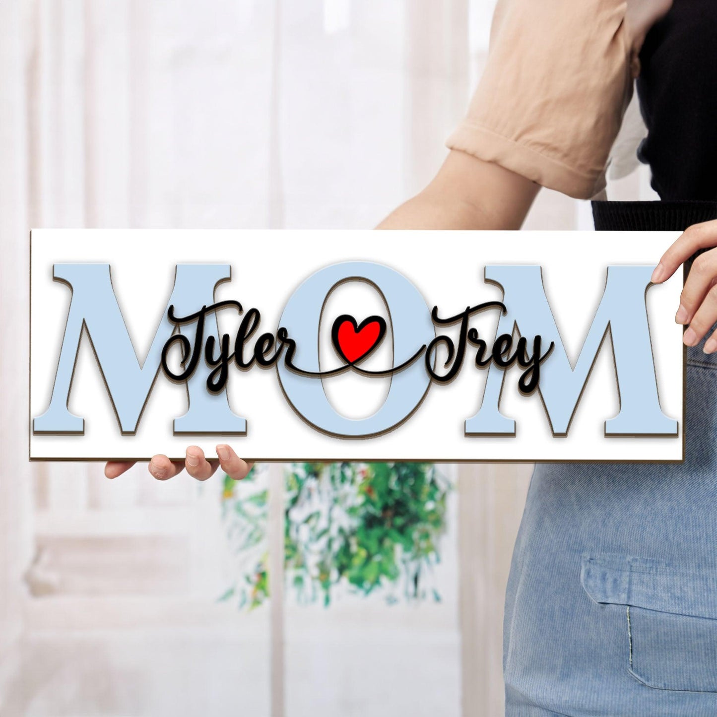 Mom Signs with Kids Names - Mom Wood Sign - Mother's Day Gift