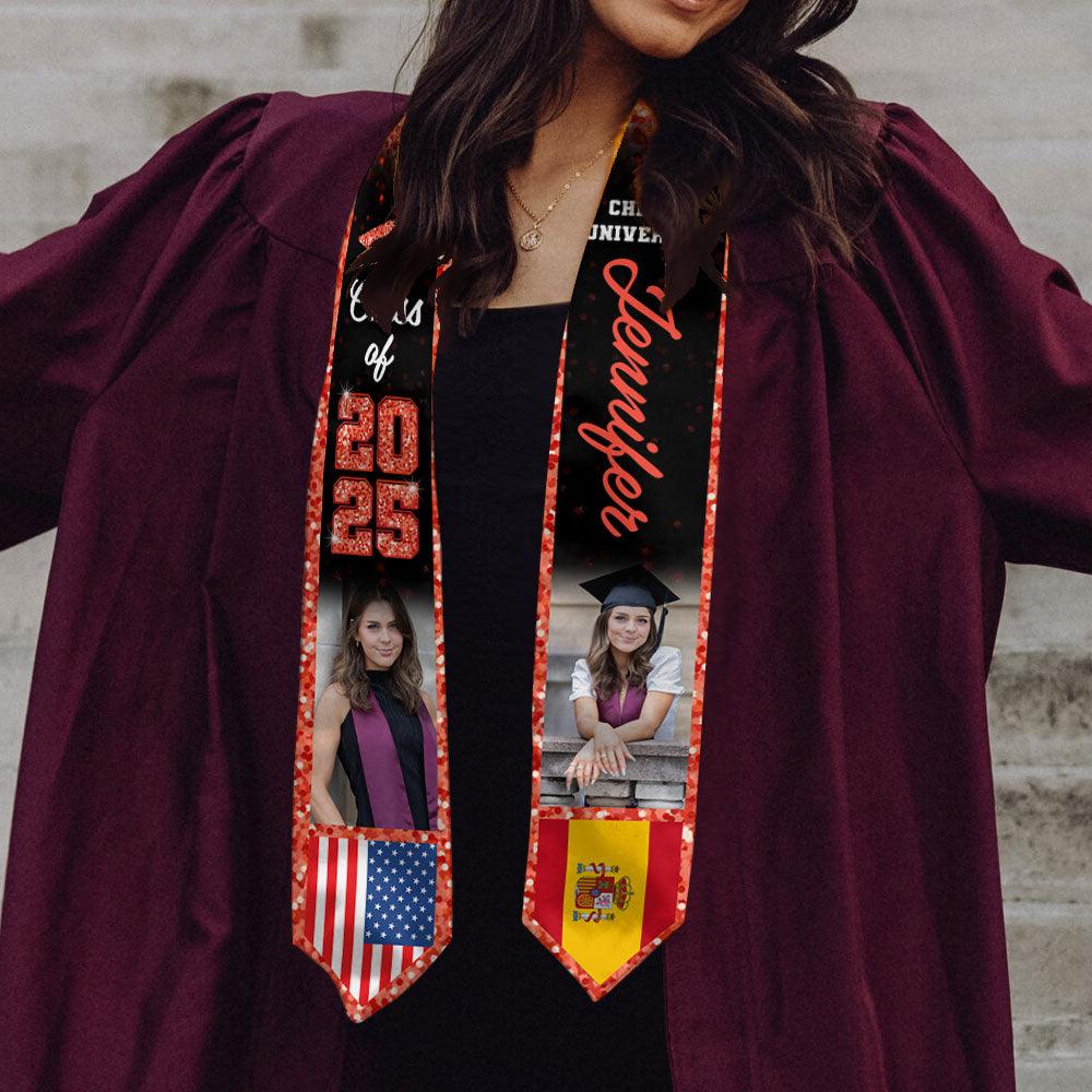 Custom Graduation Stole with Photo - Class of 2025 Sash