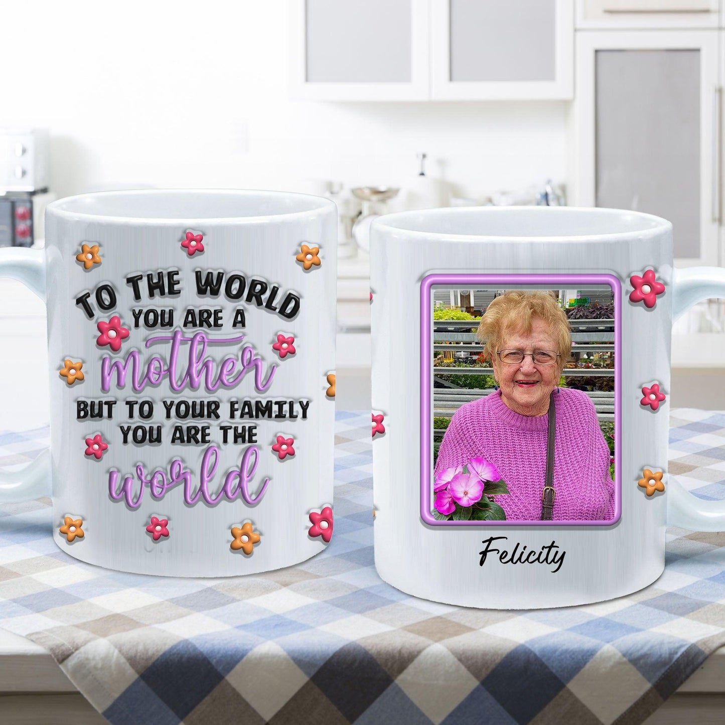 Personalized Mom Mug - To Your Family You Are The World Love You
