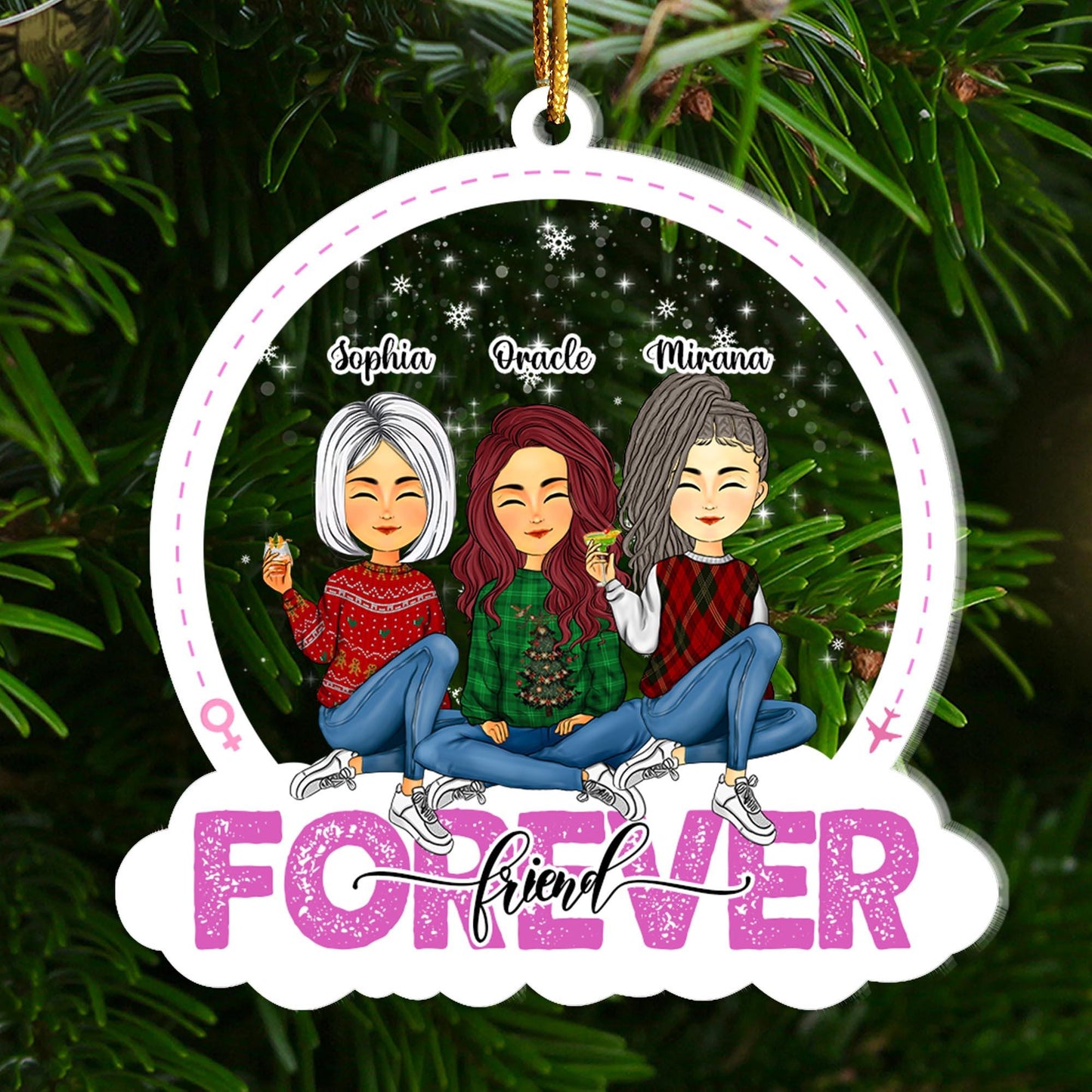 Custom Shape Acrylic Ornament - Friends Forever Personalized Gift