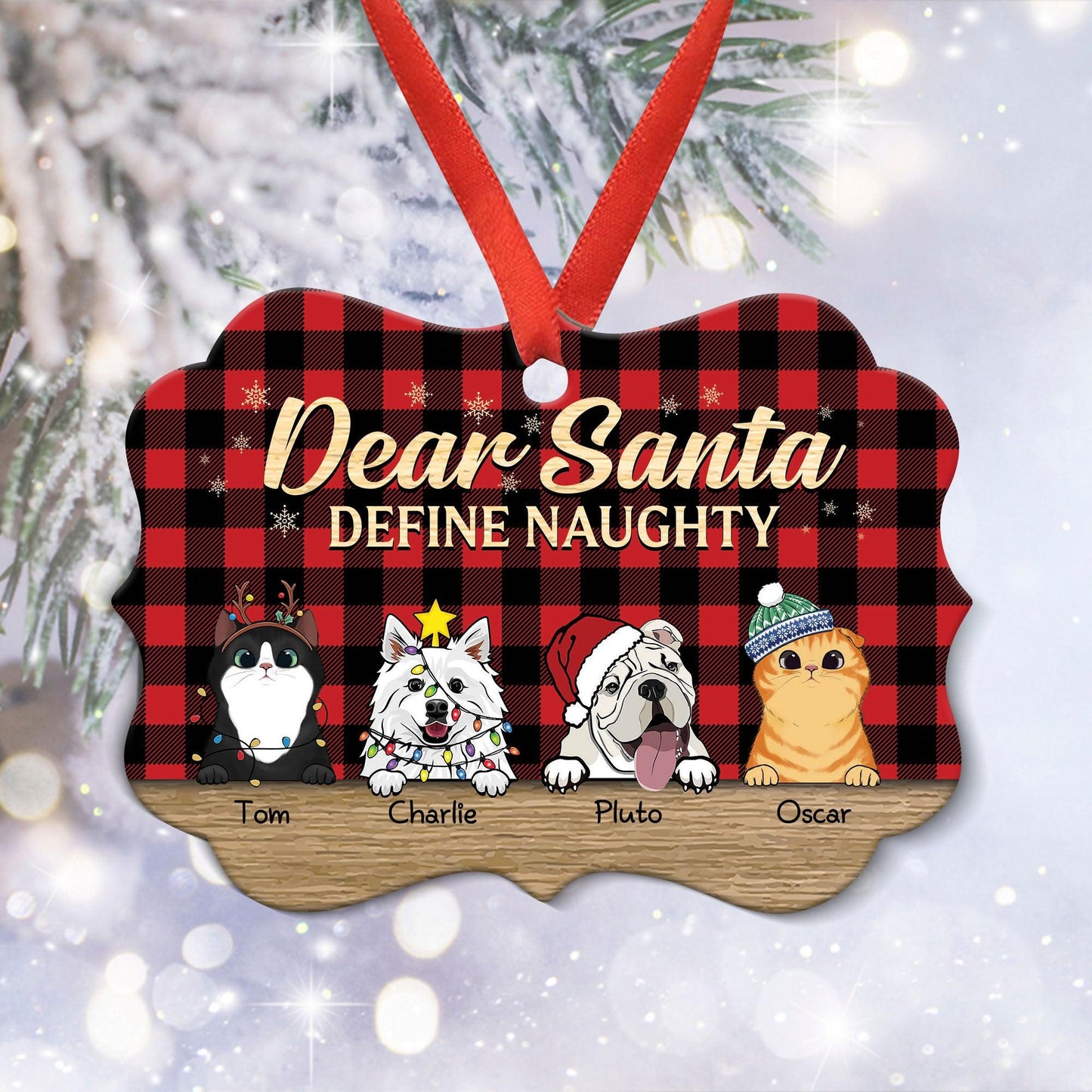 Dear Santa Dog Cat Ornament - Personalized Benelux Ornament