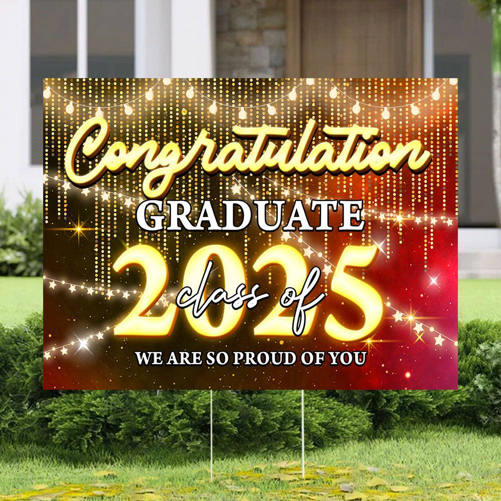 2025 Congrats Grad Party Sign - Personalized Graduation Decoration