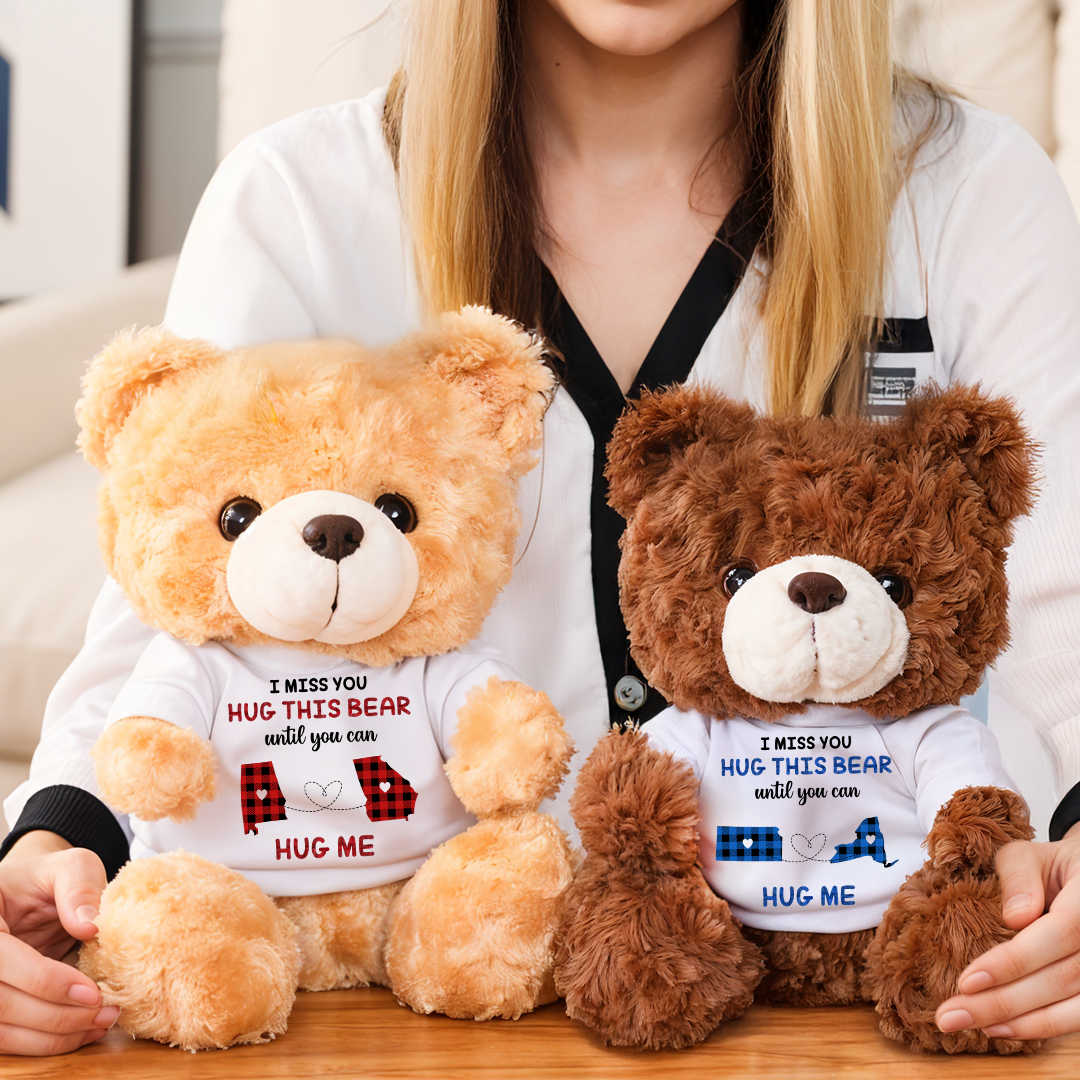 Long Distance Relationship Gift - Teddy Bear With Personalized Photo Shirt