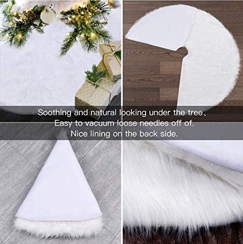 Christmas Tree Skirt, 48" Faux Fur Holiday Party Decor