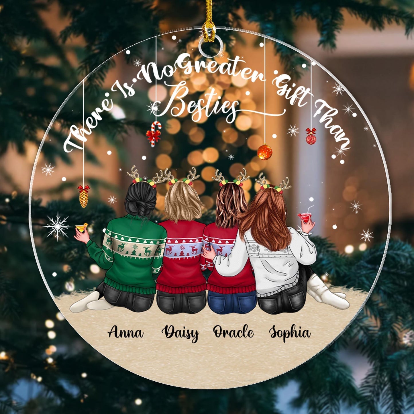Personalized Bestie Acrylic Ornament - Bestie Forever Friends