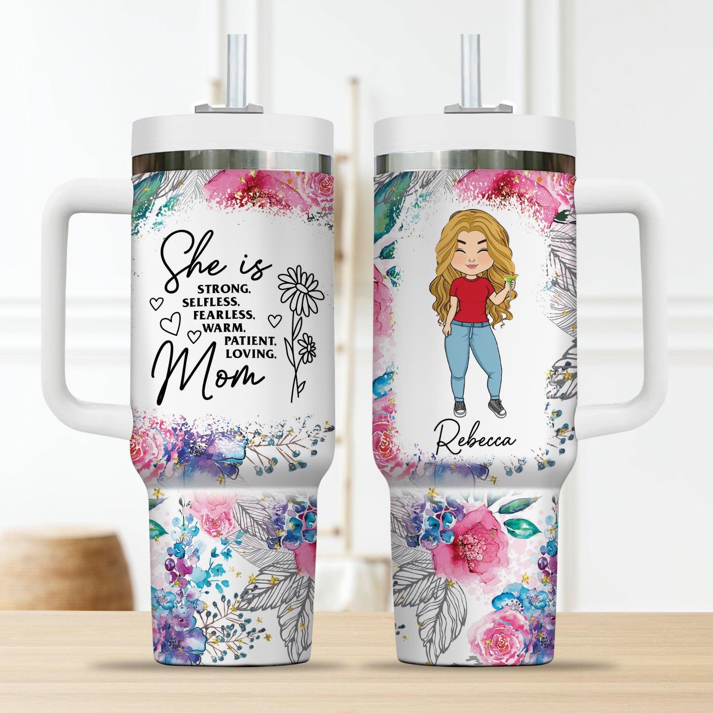 She Strong Selfless Fearless Tumbler - Personalized Custom Tumbler