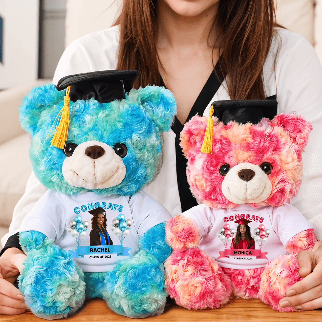 Proud Family Congrats Graduate Bear With Cap Custom Logo - Teddy Bear With Personalized Shirt