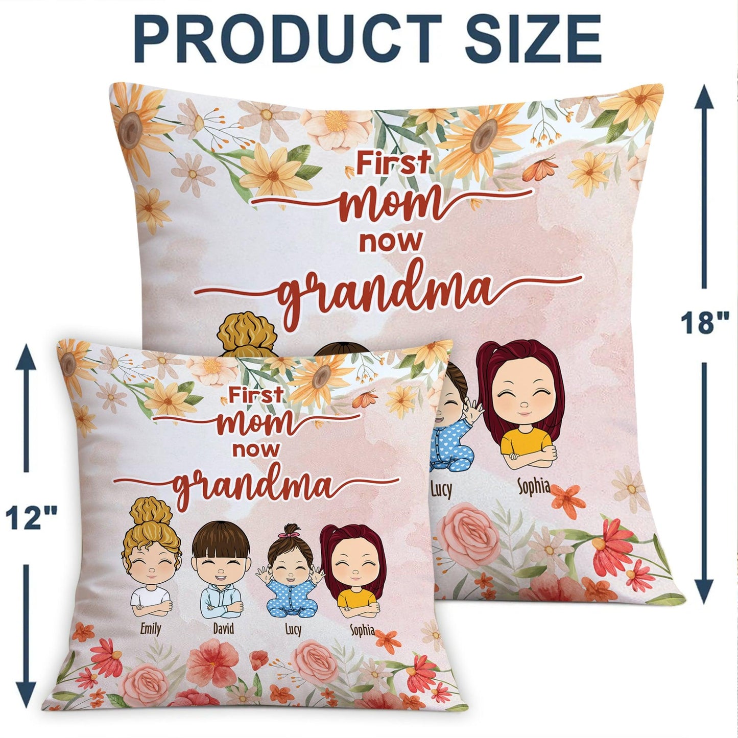 First Mom Now Grandma - Mother’s Day Gift - Personalized Pillow