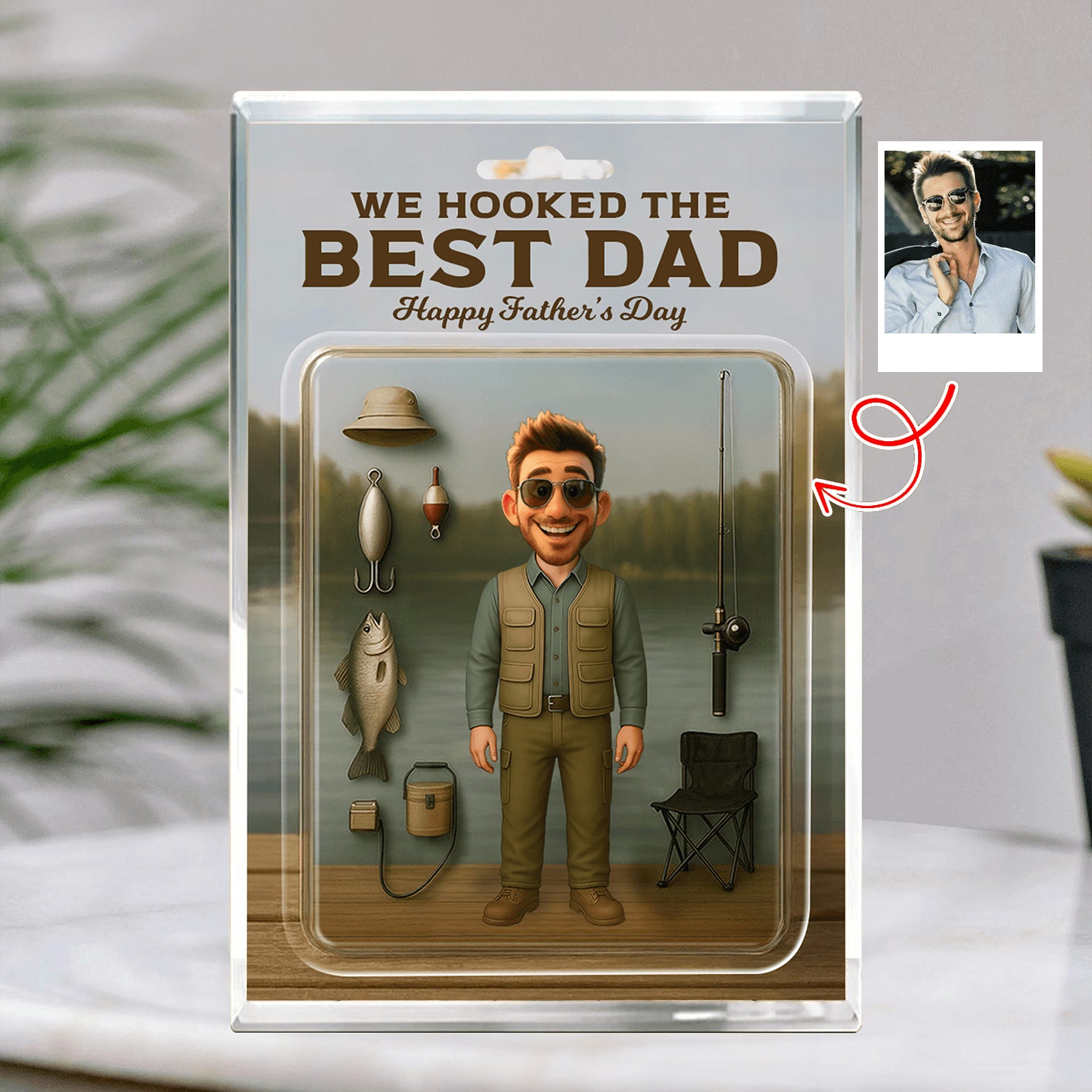 We Hook The Best Dad - Personalized Custom 3D Inflated Effect - Acrylic Block Plaque