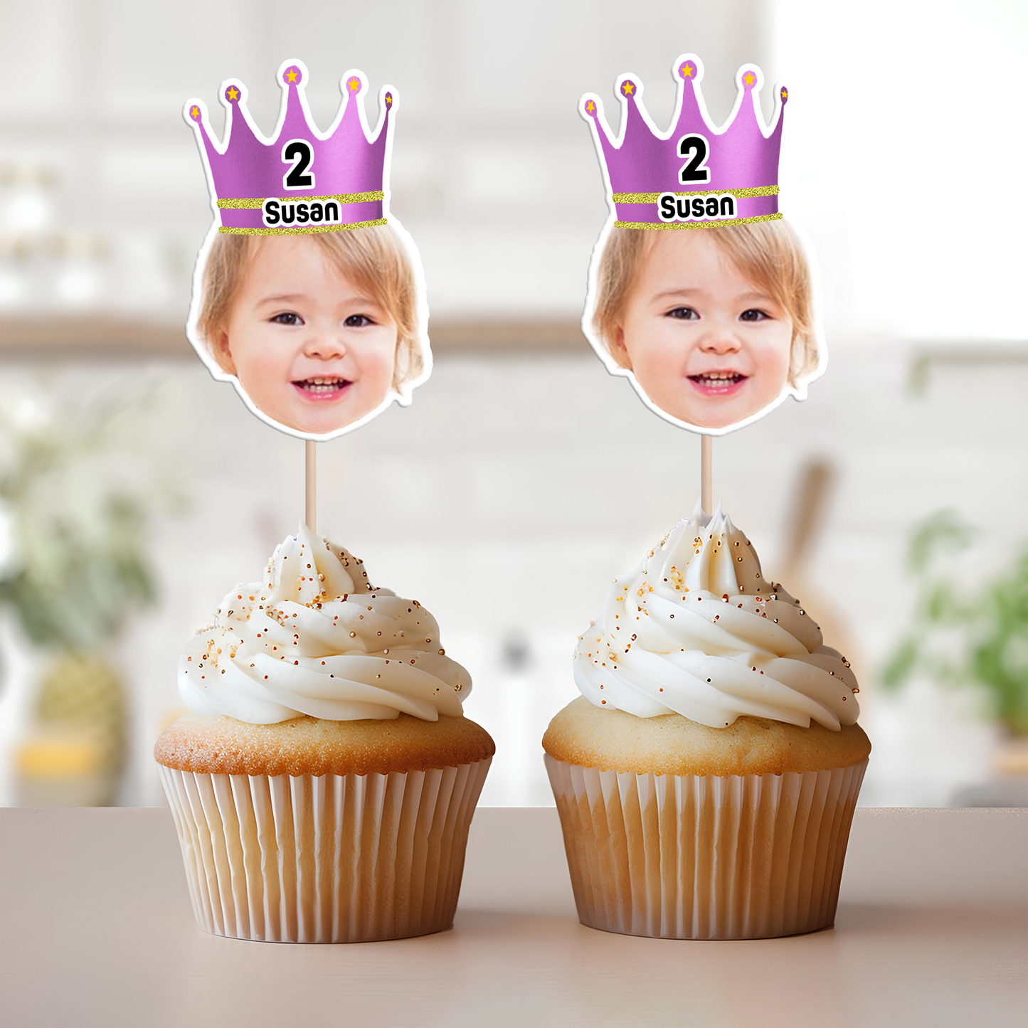 Custom Face With Crown Birthday - Party Decorations Cake Topper