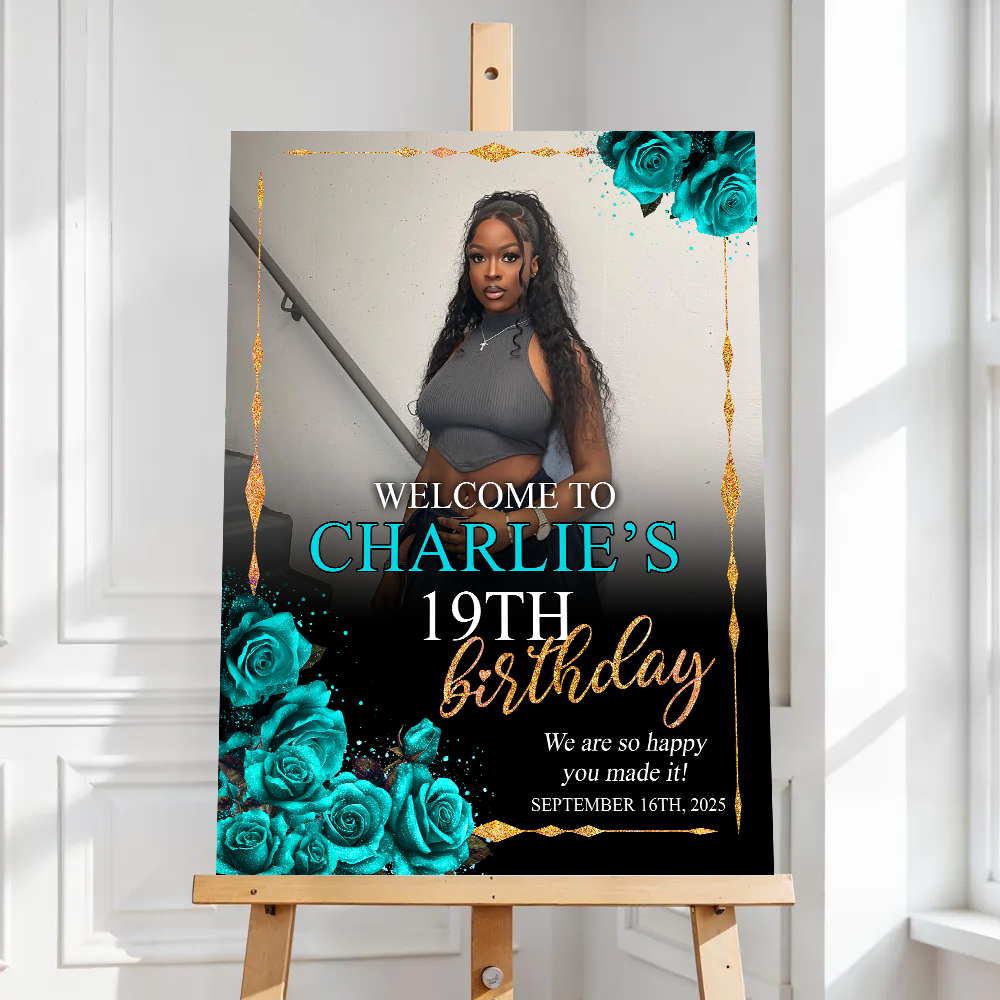 Rose Happy Birthday Welcome Sign - Personalized Baby Welcome Sign Decor