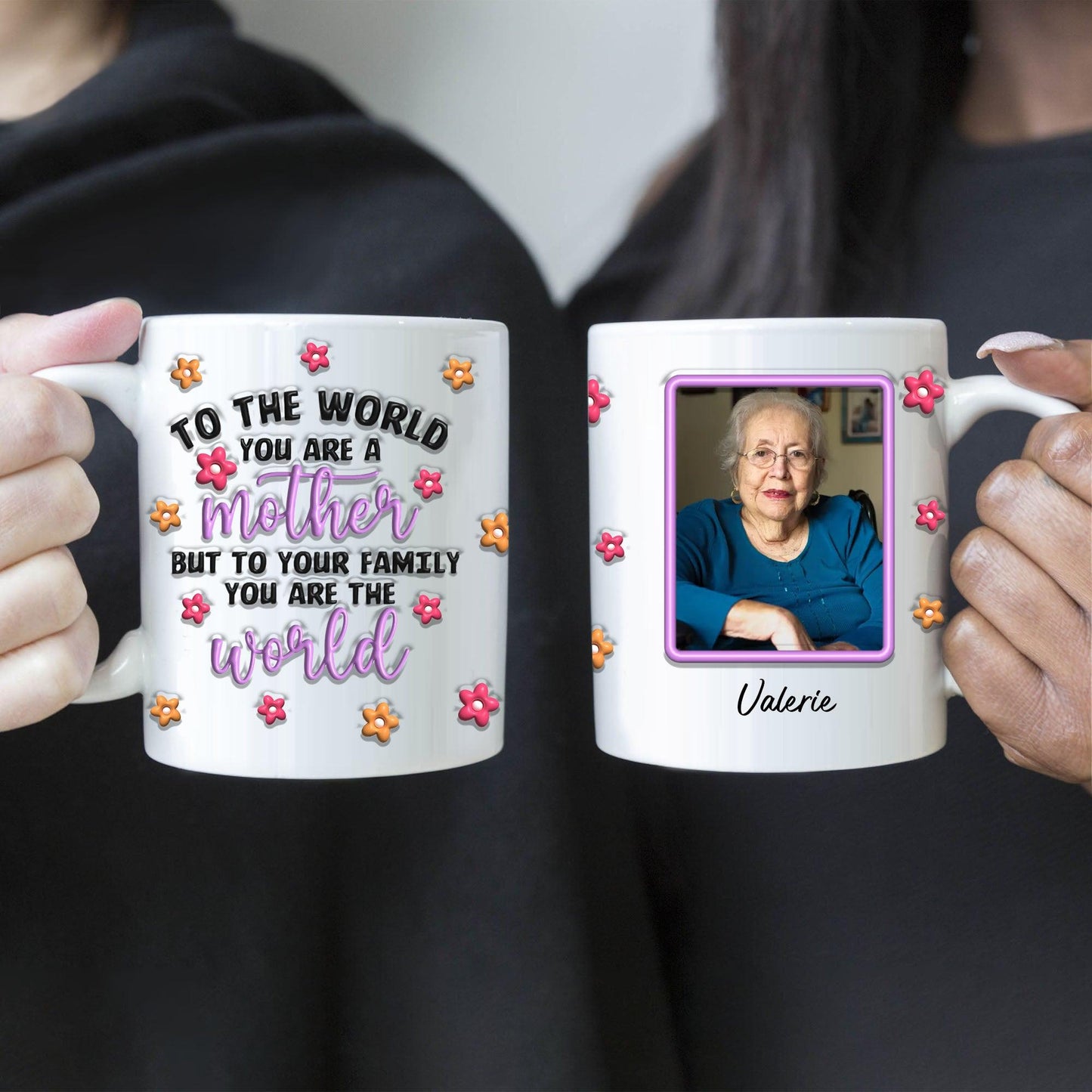 Personalized Mom Mug - To Your Family You Are The World Love You
