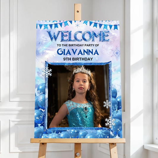 Snow Birthday Welcome Sign - Personalized Baby Welcome Sign Decor