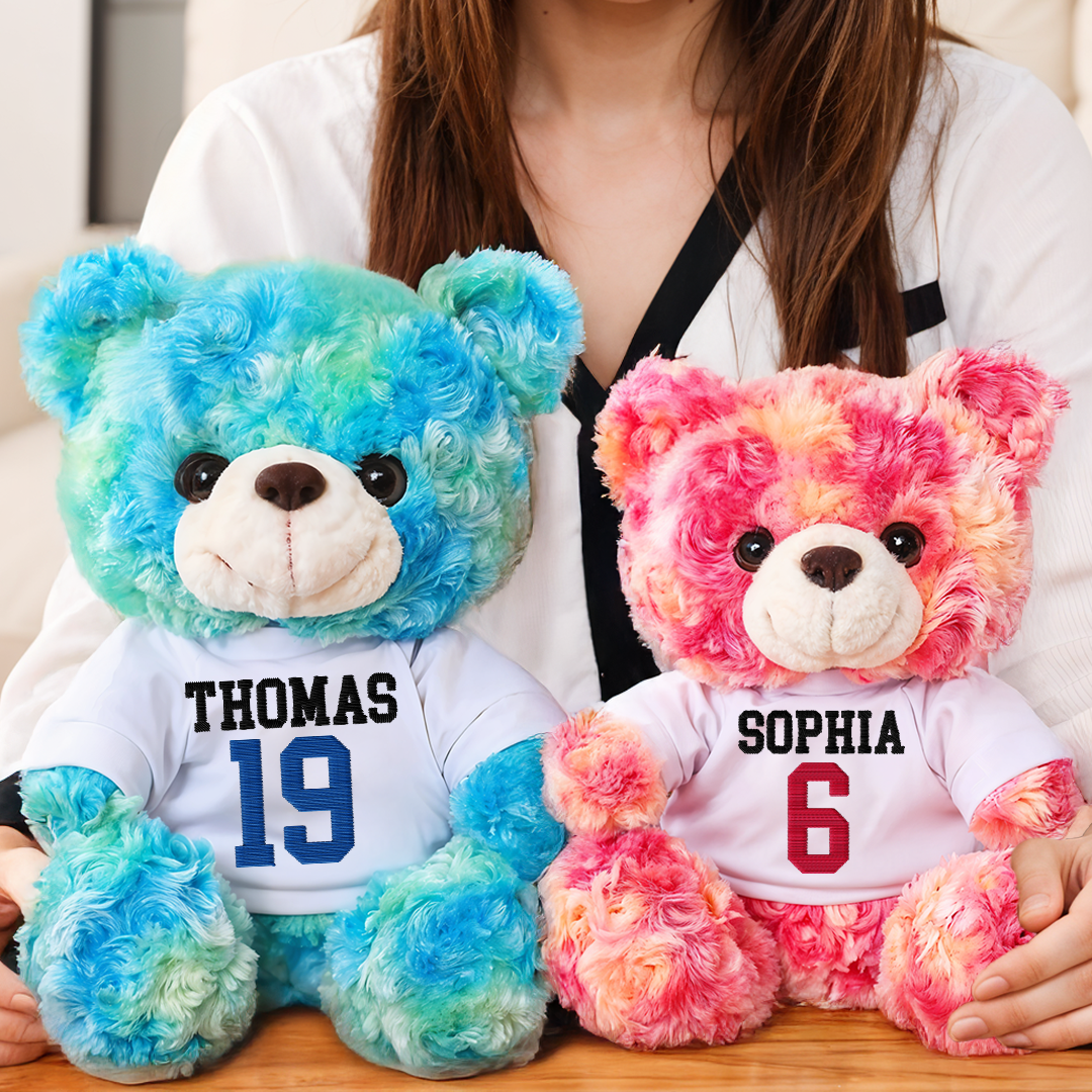 Custom Embroidery Name - Teddy Bear With Personalized Photo Shirt