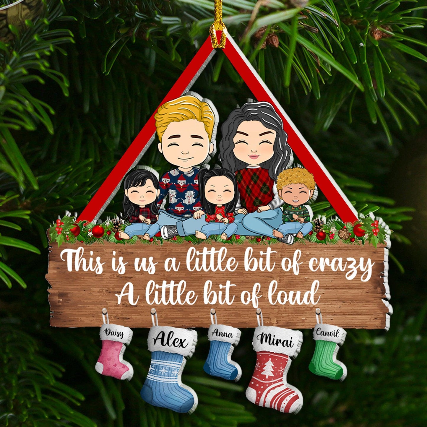 Family Together Stocking Christmas - Personalized Acrylic Ornament