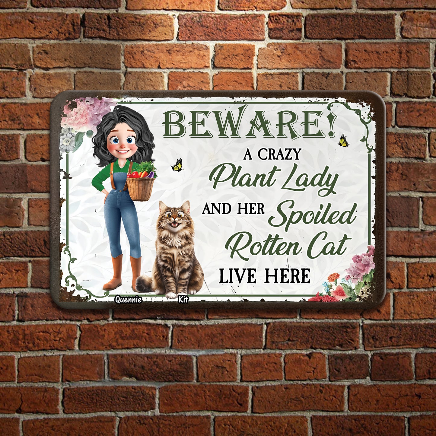 Crazy Plant Lady And Her Cats Are Here - Personalized Custom Metal Sign