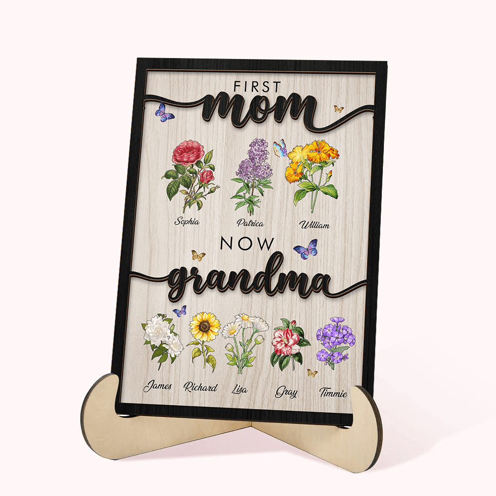Grandma's Wooden Birth Flower Sign - Personalized Gift Idea