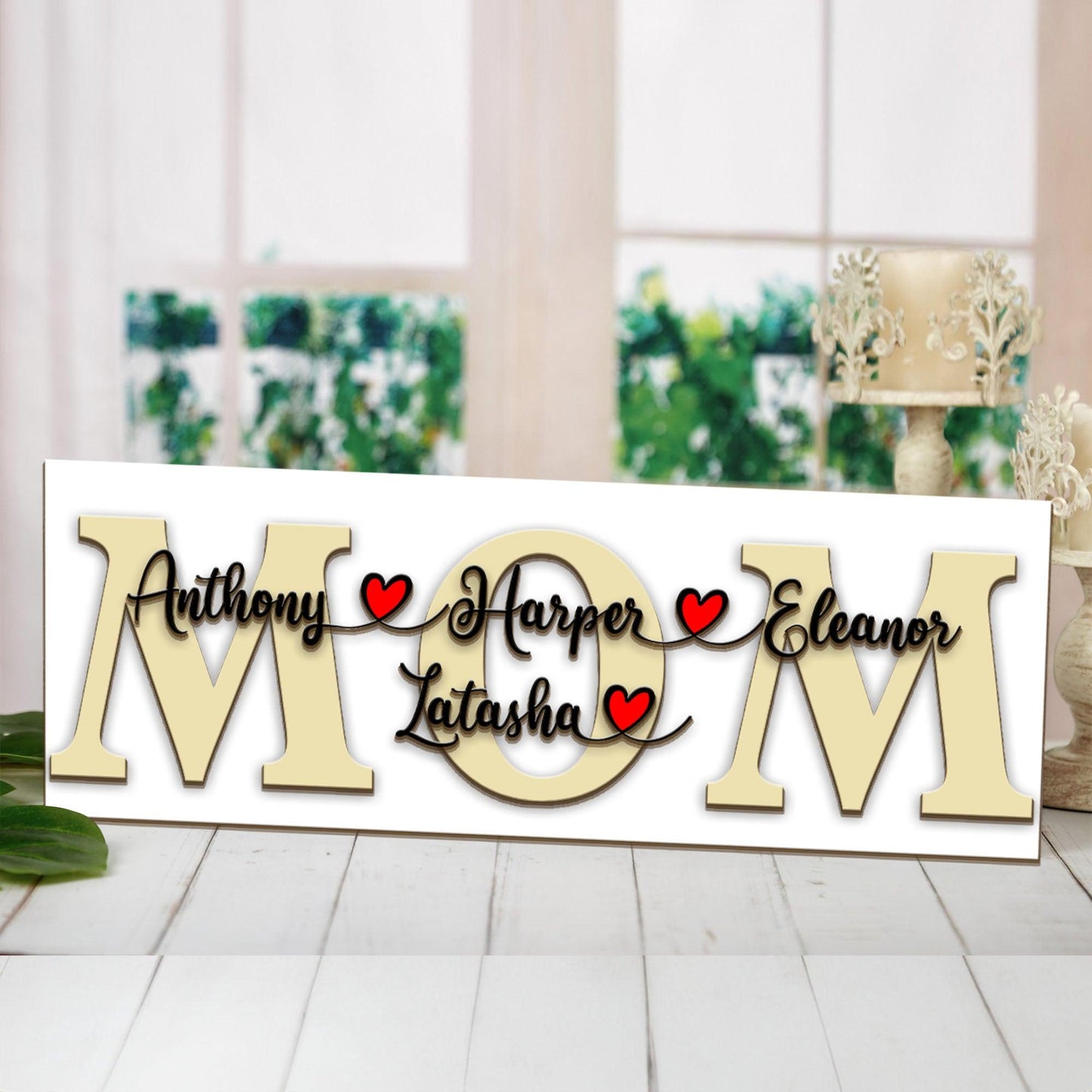 Mom Signs with Kids Names - Mom Wood Sign - Mother's Day Gift