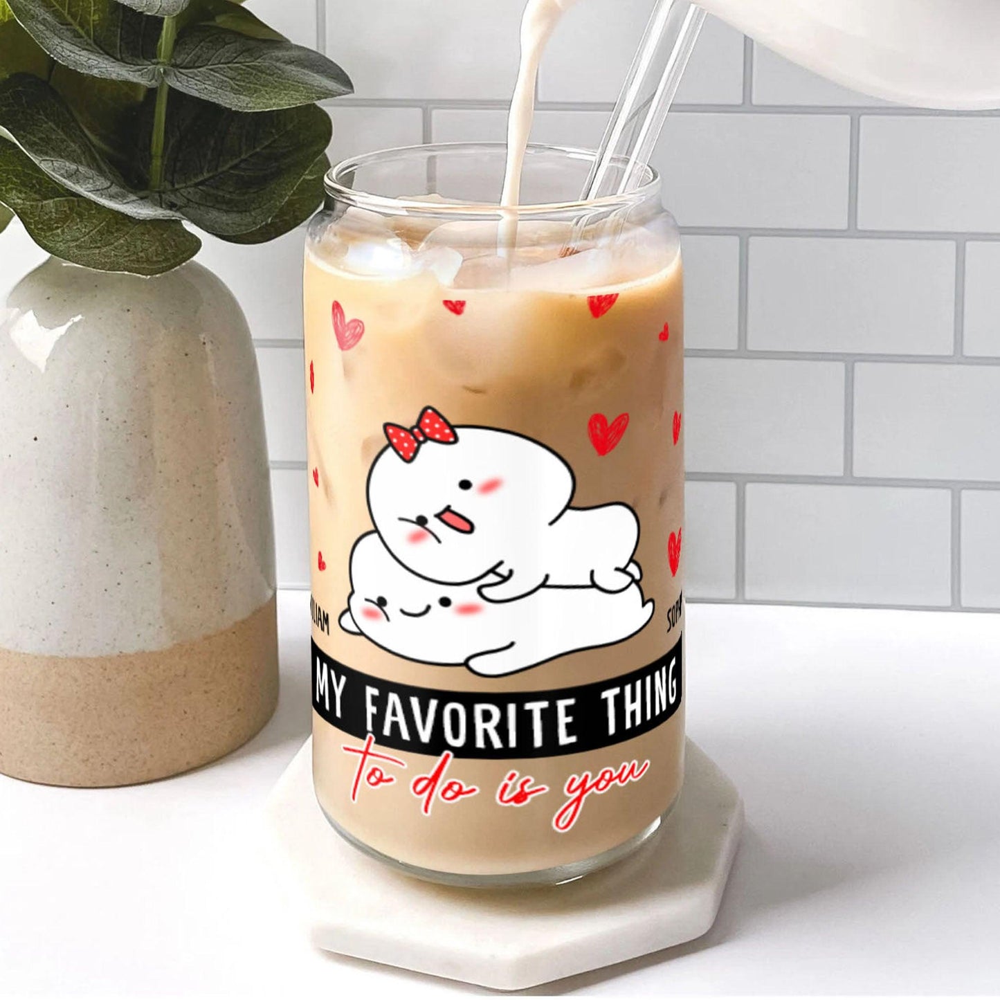 My Favorite Thing To Do Is You Glass Bottle - Personalized Gift